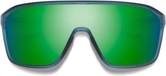 Smith Boomtown 135mm ChromaPop Polarized Shield Sunglasses in Matte Stone Crystal /Green at Nordstrom