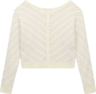 Guess Top Cecilia con lentejuelas en chevron - Knitwear - Mujer - Blanco - XS