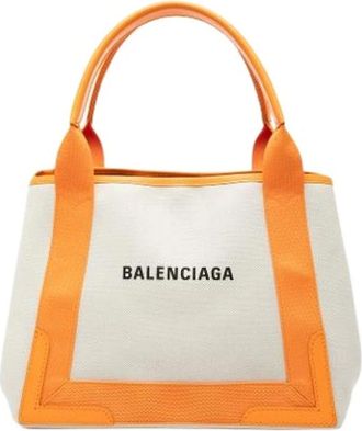Balenciaga Pre-owned Tote Bags, female, Beige, Size: ONE SIZE Pre-owned Canvas Tote Bag