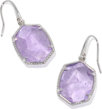 Kendra Scott Womens Daphne Amethyst Frame Drop Earrings In Silver