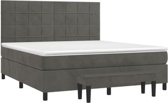 vidaXL Vidaxl - Cama Box Spring Con Colch&oacute;n Terciopelo Gris Oscuro 180x200 Cm