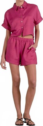 Elan Relaxed Elastic Waist Shorts In Fuchsia