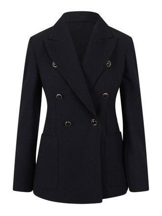 Max Mara Double-breasted wool-blend seersucker blazer