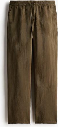 H&M Relaxed Fit Textured Trousers in Khaki Green at Nordstrom, Size Xx-Large
