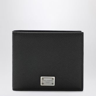 Dolce & Gabbana Dolce&Gabbana Black Dauphine Leather Wallet With Logo Plaque