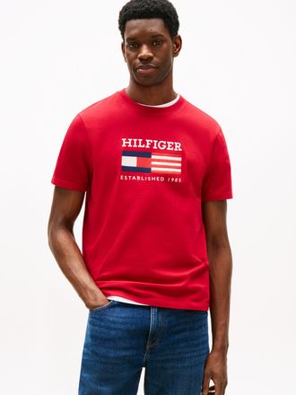 Tommy Hilfiger T-Shirt TOMMY HILFIGER AMERICANA MONOTYPE FLAG BOX TEE, Herren, Gr. XXL, rot (medium rot), Single Jersey, Obermaterial: 100% Baumwolle, regular fit, R