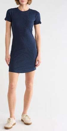 Melrose and Market Short Sleeve Crewneck Mini Dress in Navy Still at Nordstrom Rack, Size Xx-Small