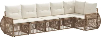 vidaXL Conjunto De Sof&aacute;s De Jard&iacute;n 6 Uds. Beige Y Blanco Crema Vidaxl