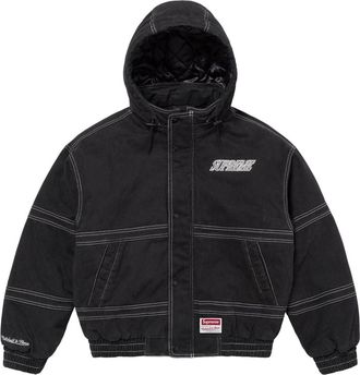 SUPREME x Mitchell & Ness Twill Stadium Jacket Black FW24J106-BLACK