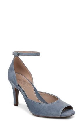Naturalizer Asha Ankle Strap Peep Toe Pump in Blue Ash Suede at Nordstrom, Size 6.5