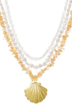 Adornia Multistrand Shell Pendant Necklace in Gold/White at Nordstrom Rack