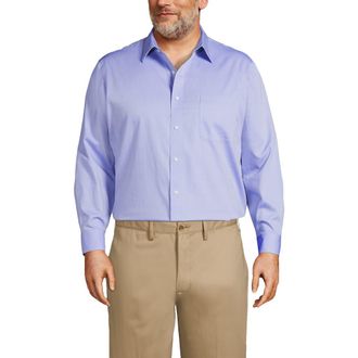 Lands End No Iron Supima Cotton Pinpoint Straight Collar Dress Shirt in Light Blue at Nordstrom, Size 15.5 - 34