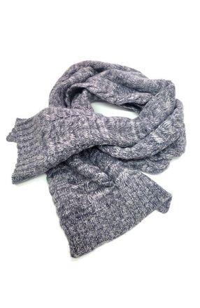 Portolano Chunky cable cashmere scarf in melange color in Dark Grey/ivory at Nordstrom