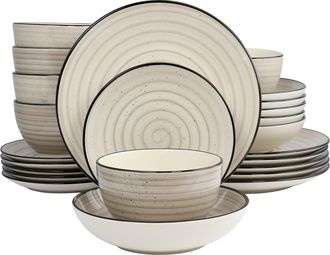 Elama Gia 24 Piece Round Stoneware Dinnerware Set