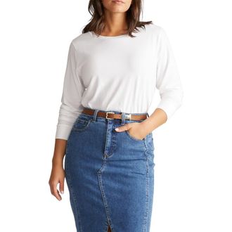 Universal Standard T Rex Long Sleeve Tee in White at Nordstrom, Size X-Large