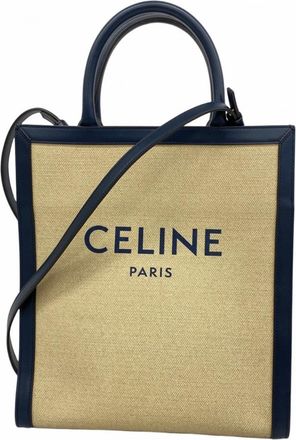 Celine Beige Navy Canvas Tote Bag (Pre-Owned)