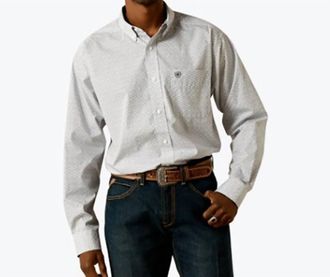 Ariat Wrinkle Free Declan Print Shirt In White