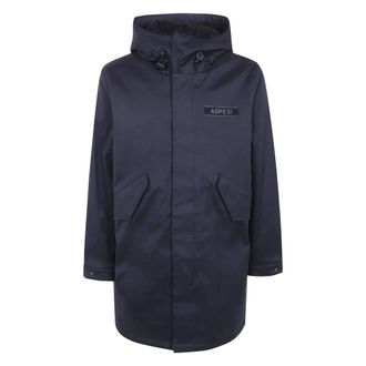 Aspesi M51 Gevoerde Katoenen Parka - Heren - Mantels - Blauw - Maat: M Katoen