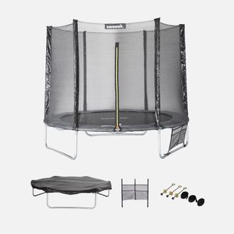Sweeek Sweeek - Cama El&aacute;stica Con Pack De Accesorios, 250cm, Galaxie, Gris, 244x244x150 Cm