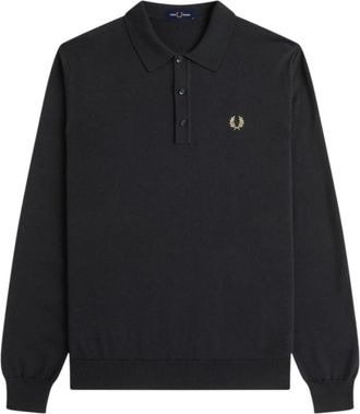Fred Perry Klassieke Gebreide Polo Shirt Zwart - Heren - Polos - Zwart - XL - Katoen - Tops
