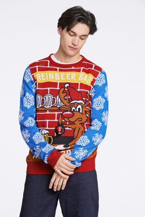 Lindbergh Strickpullover LINDBERGH, Herren, Gr. L, blau, Strick, Obermaterial: 100% Polyacryl, gemustert, relaxed fit h&uuml;ftbedeckend, Rundhals, B&uuml;ndchen, Pullove