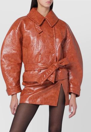 Andamane belted double-breasted textured jacket