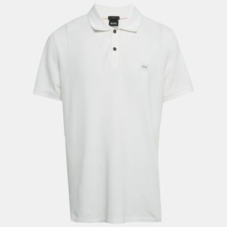 HUGO BOSS Boss By Hugo Boss White Pique Slim Fit Polo T-Shirt