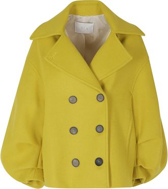 Tela Yellow Seth Oversized Double-Breasted Wool-Blend Jacket