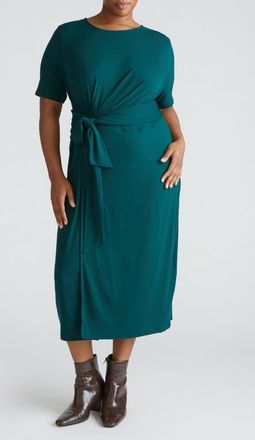 Universal Standard Delilah Tie Waist Midi Dress in Forest Green at Nordstrom, Size 2Xl
