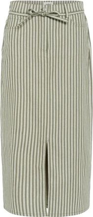 Soaked In Luxury Kleedjes, Dames, Veelkleurig, XS, Denim, Slim-fit Denim Stripe Rok met Split