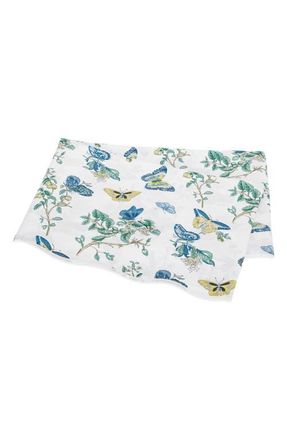 Matouk Baudin Butterfly 500 Thread Count Flat Sheet in Prussian Blue at Nordstrom, Size King