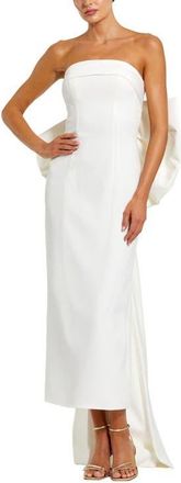 Mac Duggal Strapless Satin Column Ankle Dress With Bow Detail in Ivory at Nordstrom, Size 12
