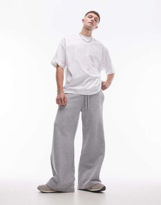 Topman baggy leg sweatpants in heather gray