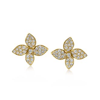 Ross-Simons Lab-Grown Diamond Flower Earrings in 18kt Gold Over Sterling