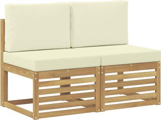 vidaXL 2 Pieza Sof&aacute; Intermedio De Exterior Madera De Acacia S&oacute;lida Vidaxl