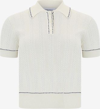 Alexander McQueen Schmales Lochstrick-Polohemd mit Steppnähten
