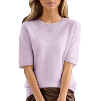 Generic Ydsxlp Womens Knitted Jumpers Casual Crew Neck Short Sleeve Summer Tops Elegant Solid Knitted Sweater Casual Blouse Shirt Knitwear Lightweight Comfort