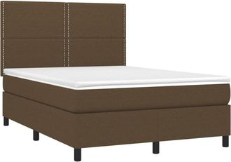 vidaXL Cama Box Spring Con Colch&oacute;n Tela Marr&oacute;n Oscuro 140x200 Cm Vidaxl