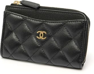 Chanel Black Grained Calfskin Coin Purse/Coin Case (Pre-Owned)
