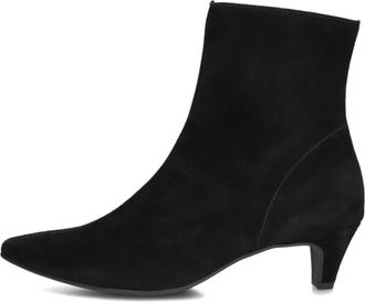 Paul Green Schoenen, Dames, Zwart, 37 EU, Su&egrave;de, Zwarte Su&egrave;de Enkellaarsjes met Kitten Hak