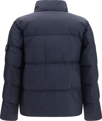 Stone Island Mens Quilted High-Neck Puffer Jacket Navy Blue Down Coat