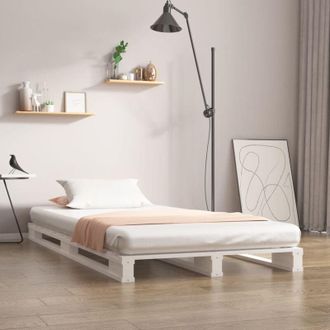 vidaXL Letto a Pallet Bianco 100x200 cm in Legno Massello di Pino - Vidaxl