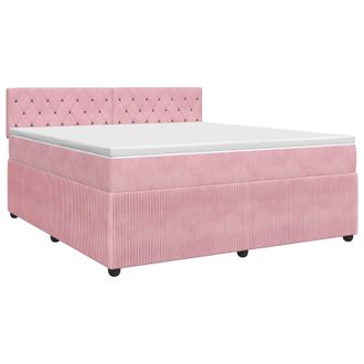 vidaXL Cama Box Spring Con Colch&oacute;n Rosa 140 X 190 Cm Terciopelo Vidaxl