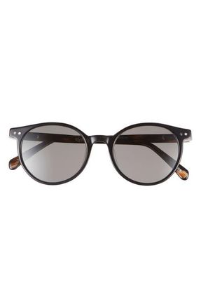 Eyebobs Case Closed 50mm Polarized Round Sunglasses in Black & Horn /Polarized Grey at Nordstrom