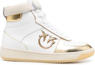 Pinko leather logo-patch sneakers - women - Calf Leather/Calf Leather/Rubber/Fabric/Rubber - 41 - White