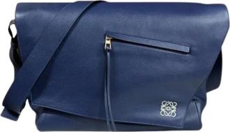 Loewe Pre-owned Anton Messenger Bag - Heren - Vintage Schoudertas - Blauw - ONE Size - Leer - Vintage