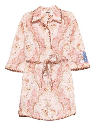 Zimmermann Daylight floral belted mini dress - Pink