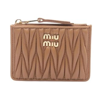 Miu Miu Pre-owned Matelasse MIU Leren Kaarthouder - Dames - Vintage Accessoires - Bruin - ONE Size - Leer - Vintage