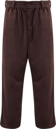 Yohji Yamamoto Bordeaux Embroidered Logo Stretch Velvet Pants