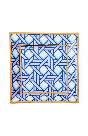 Jonathan Adler Basketweave Square Tray in Blue /Lavender /Gold at Nordstrom